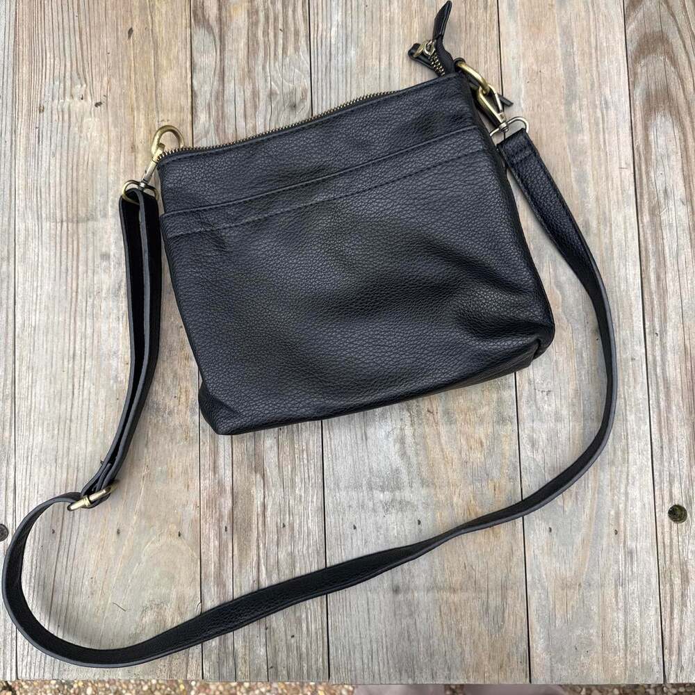 Classic Black Genuine Leather Crossbody 2586
